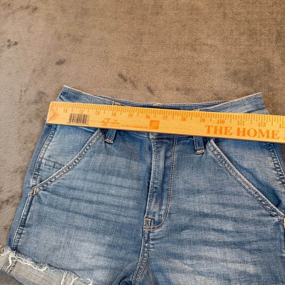 Hollister High Rise Short 3 Denim‎ Womens Size 0 Blue Advanced Stretch Cut Off